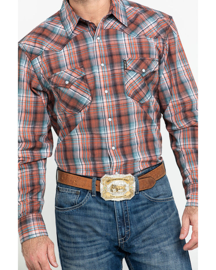 Cinch - Men's Long Sleeve Shirt - Orange/Black/White