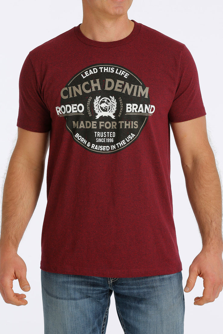Cinch - Men's Short Sleeve T-Shirt - Heather Burgundy