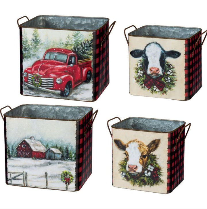 Bin Set - Christmas Farm