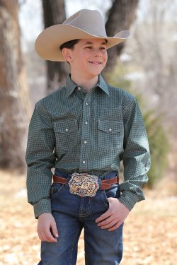 Cinch Boy's Long Sleeve Shirt - Green