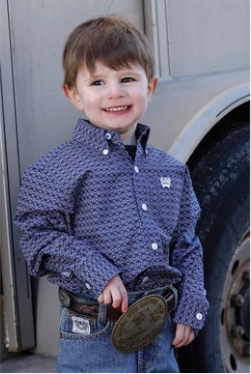 Cinch Boy's Long Sleeve Shirt - Blue