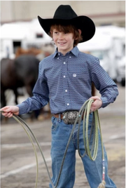 Cinch Boy's Long Sleeve Shirt - Blue