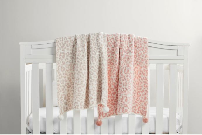 Chenille Pink Leopard Blanket