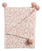 Chenille Pink Leopard Blanket