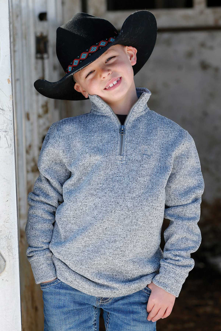 Cinch Boy's 1/4 Zip Sweater - Gray