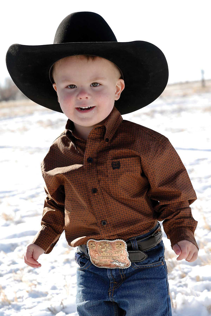 Cinch Boy's Long Sleeve Shirt - Copper
