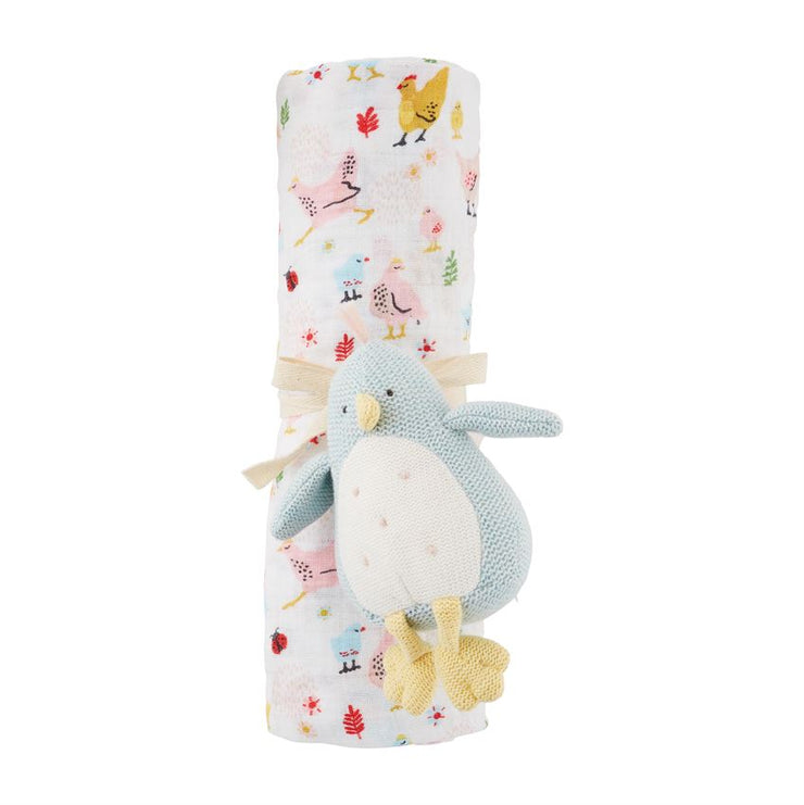 Farm Swaddle & Rattle Sets