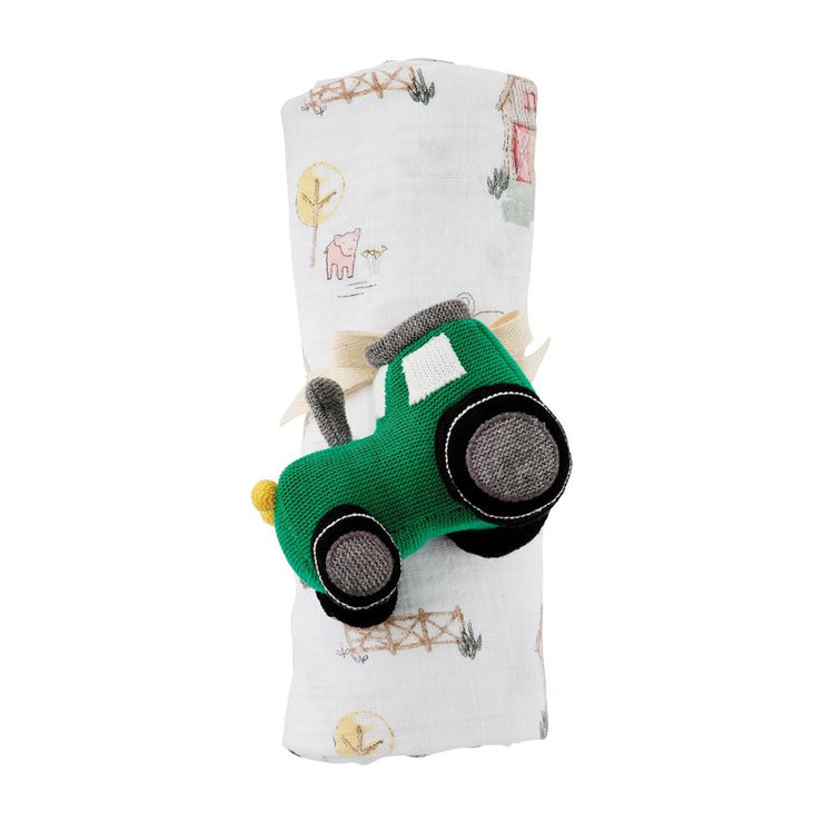 Farm Swaddle & Rattle Sets