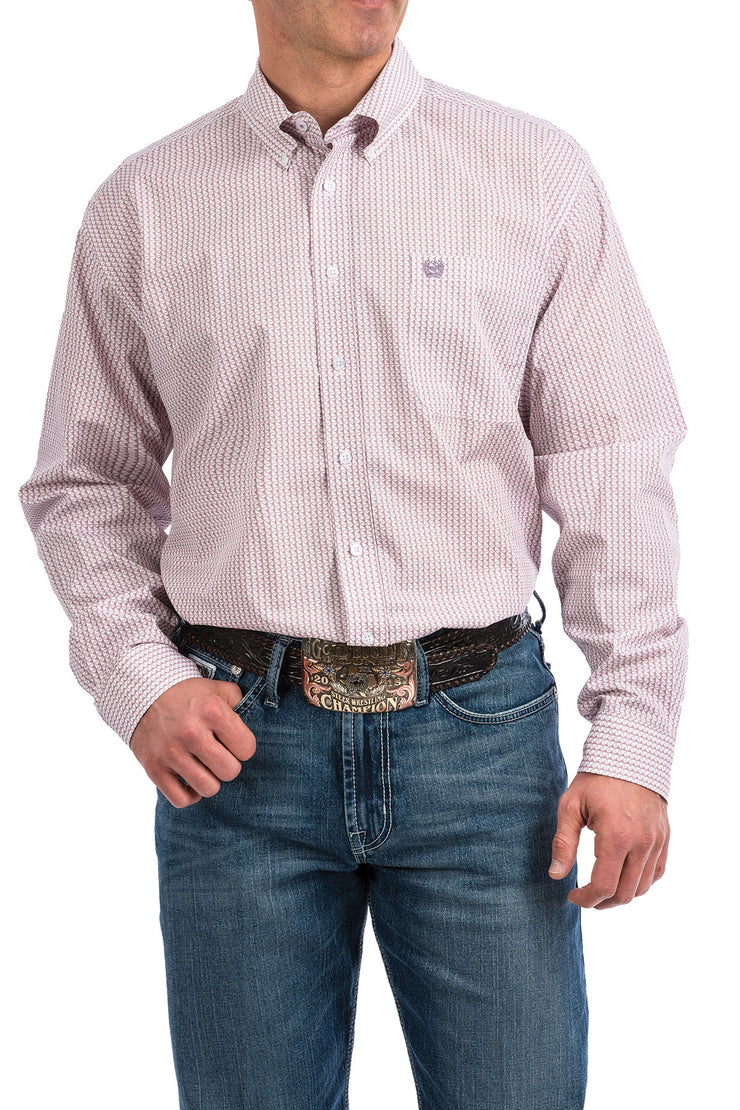 Cinch - Men's Long Sleeve Shirt - Lavender and White