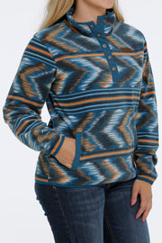 Cinch Women's Aztec Print Polar Fleece Pullover - Teal