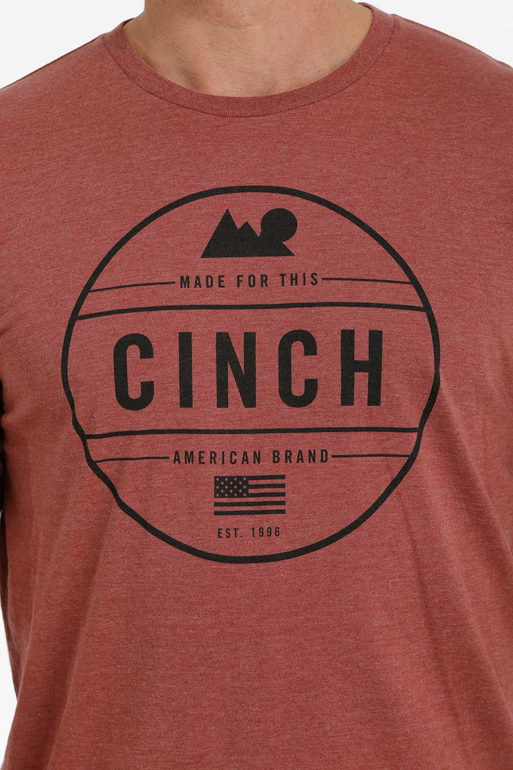 Cinch Men's Short Sleeve T-Shirt - Heather Coral