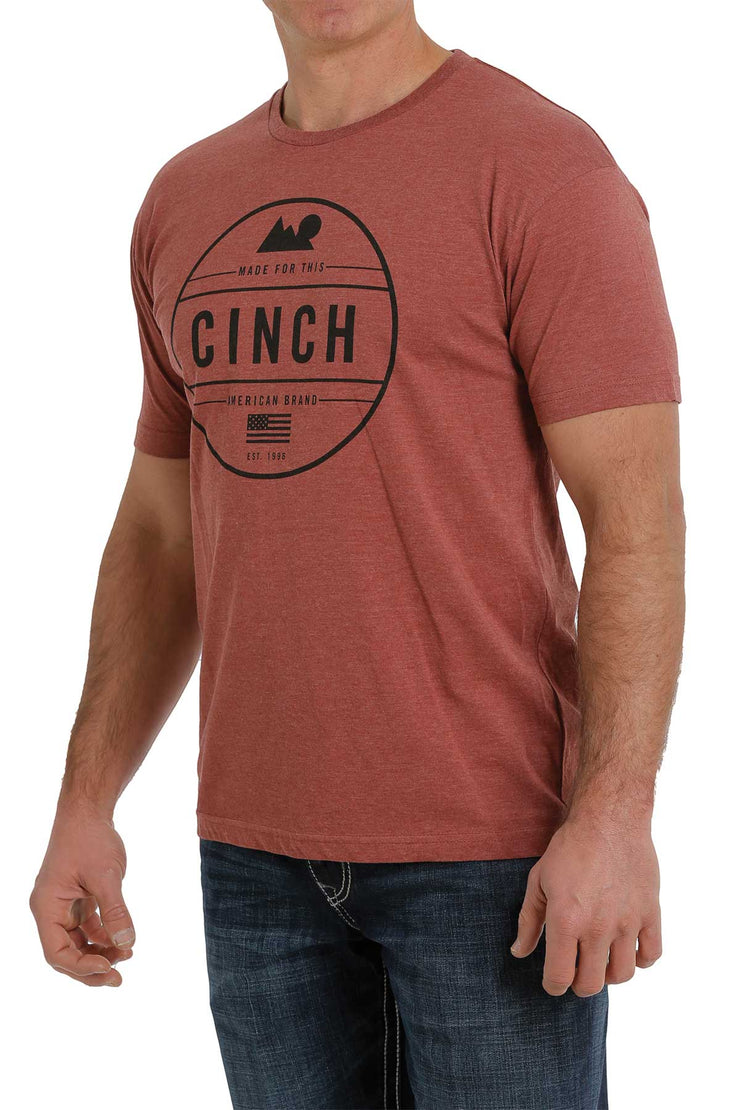Cinch Men's Short Sleeve T-Shirt - Heather Coral