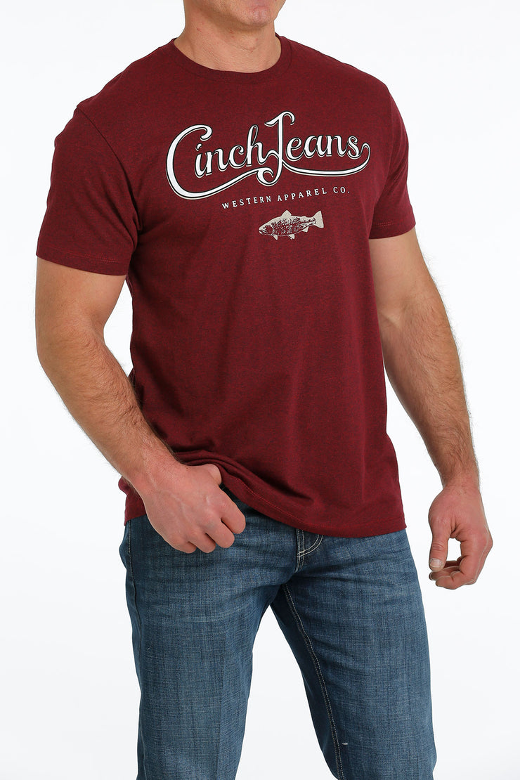 Cinch Men's Short Sleeve T-Shirt - Heather Burgundy