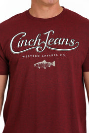 Cinch Men's Short Sleeve T-Shirt - Heather Burgundy
