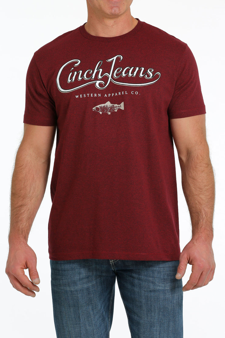 Cinch Men's Short Sleeve T-Shirt - Heather Burgundy