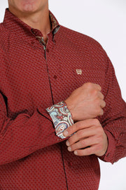 Cinch - Men's Long Sleeve Shirt - Burgundy