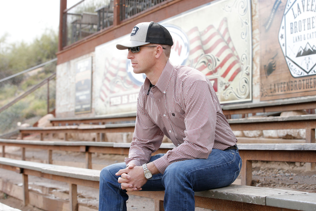 Cinch - Men's Long Sleeve Shirt - Burgundy