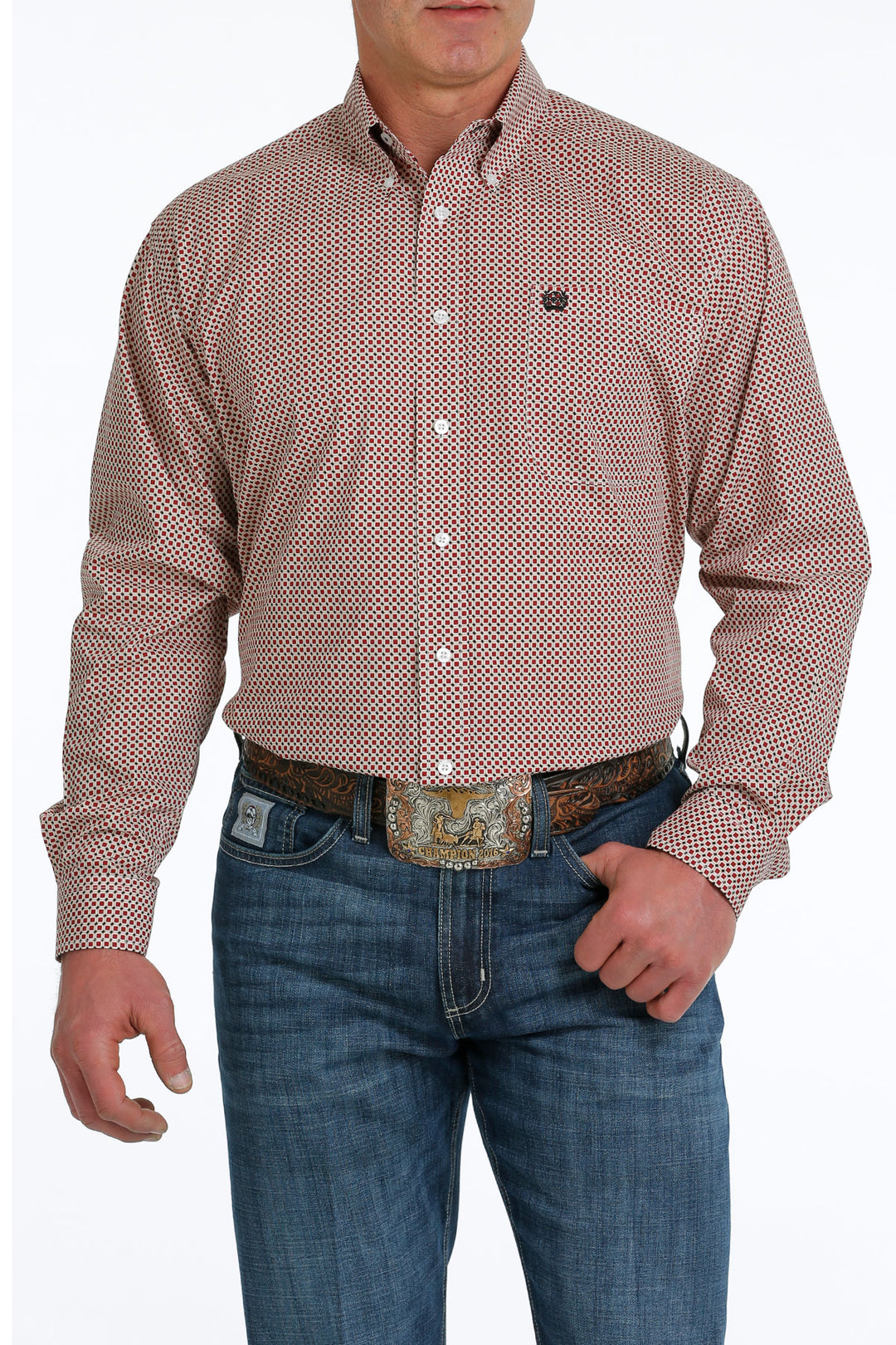 Cinch - Men's Long Sleeve Shirt - Burgundy