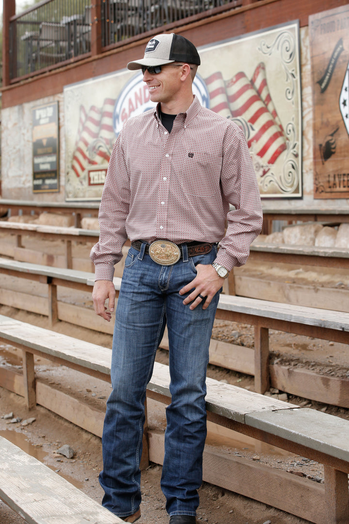 Cinch - Men's Long Sleeve Shirt - Burgundy