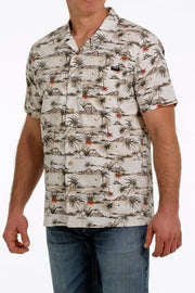 Cinch - Men's Short Sleeve Camp Shirt - Cream