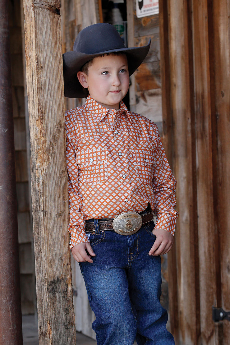 Cinch Boy's Long Sleeve Shirt - Orange