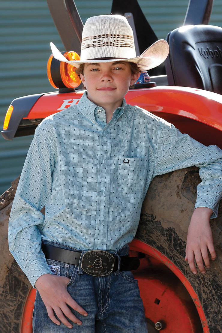 Cinch Boys Long Sleeve - Arena Flex- Lt. Blue