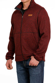 Mens Cinch Sweater Jacket - Burgundy