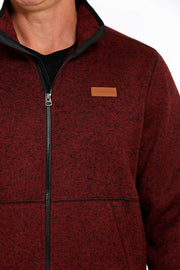 Mens Cinch Sweater Jacket - Burgundy