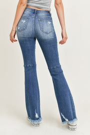 Risen Jeans- High Rise Distressed Raw Hem Flare