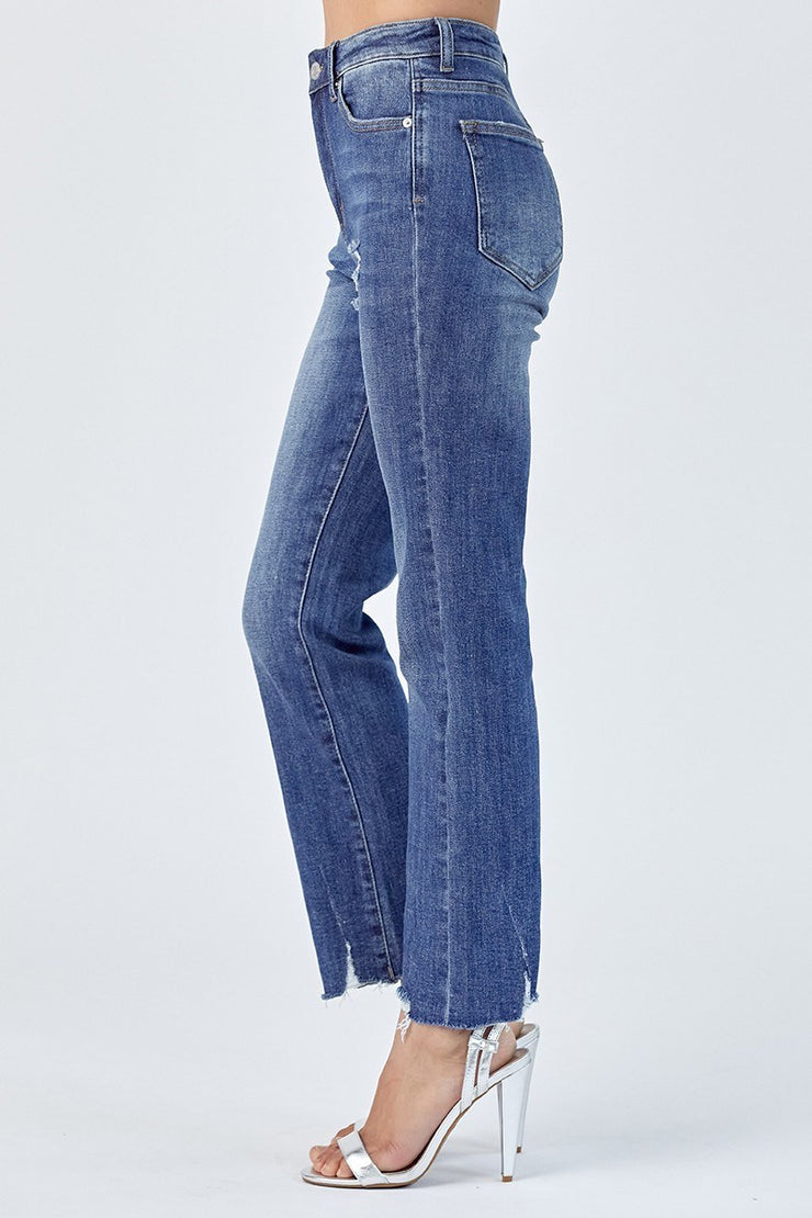 Risen Jeans- High Rise Raw Hem Straight Leg Jean – Circle X Country Store
