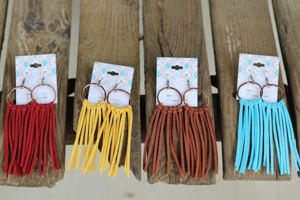 Turquoise Haven Earrings - Faux Fringe on Ring - Multicolor