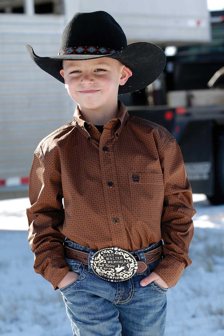 Cinch Boy's Long Sleeve Shirt - Copper