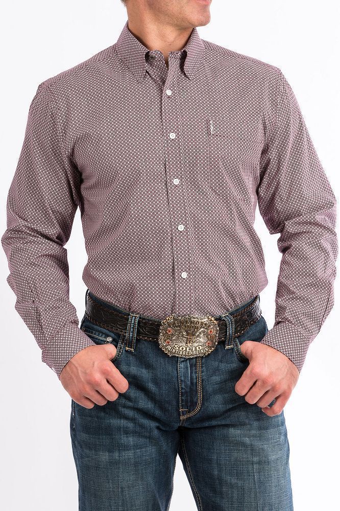 Cinch - Men's Long Sleeve Shirt - Maroon