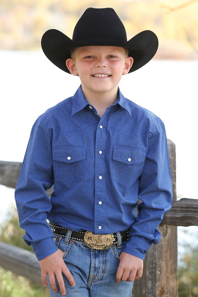 Cinch Boy's Long Sleeve Shirt - Blue