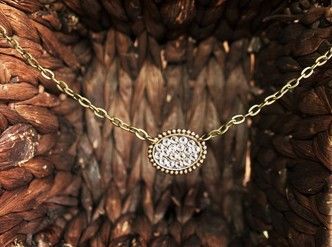 Pink Panache Necklace - Mini Sideways Oval - Clear