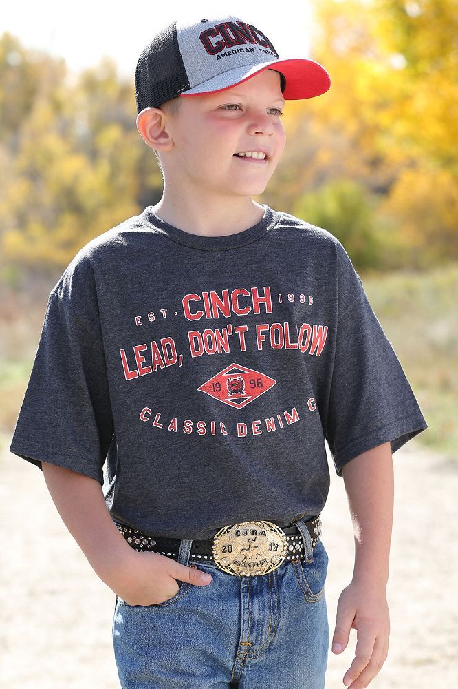 Cinch Boy's Short Sleeve T-Shirt - Charcoal