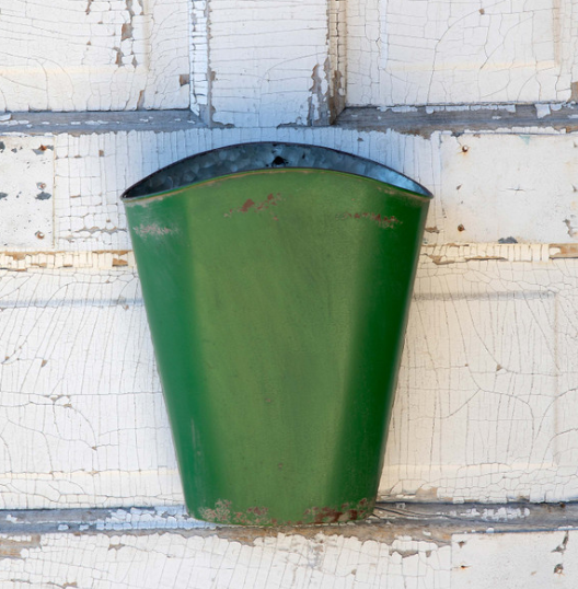 Old Green Metal Wall Bucket