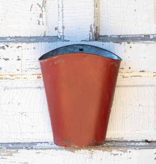 Old Red Metal Wall Bucket
