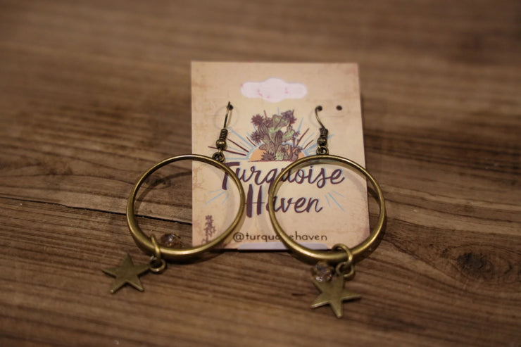 Turquoise Haven Earring - Star Hoops - Silver